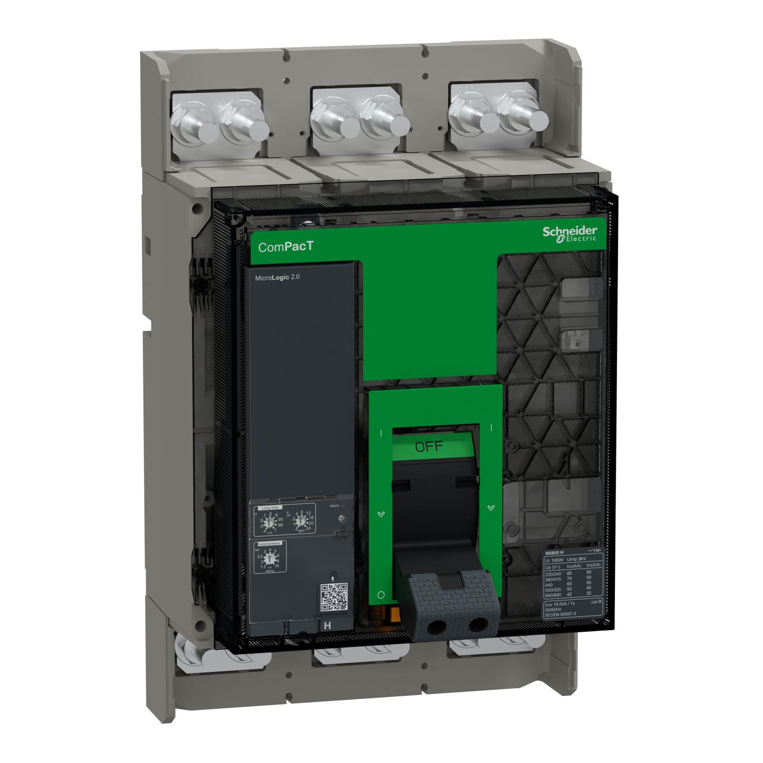 Автоматический выключатель Schneider Electric COMPACT NS800 H 3P 800А 70кА фиксированный с расцепителем ML2 (C080H320FM)