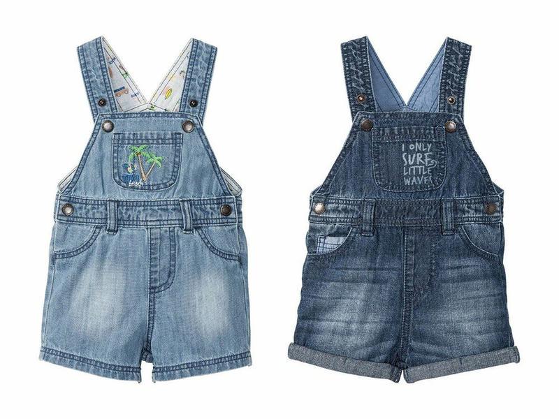 Комбінезони-шорти для малюків Lupilu з тонкого джинсу 74-80 см 6-9 міс. 2 шт. Блакитний/Синій (26491678)