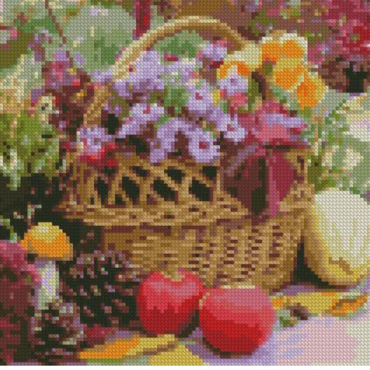 Алмазная мозаика Strateg Премиум Корзина с дарами осени 30x30 см (CA-0049)