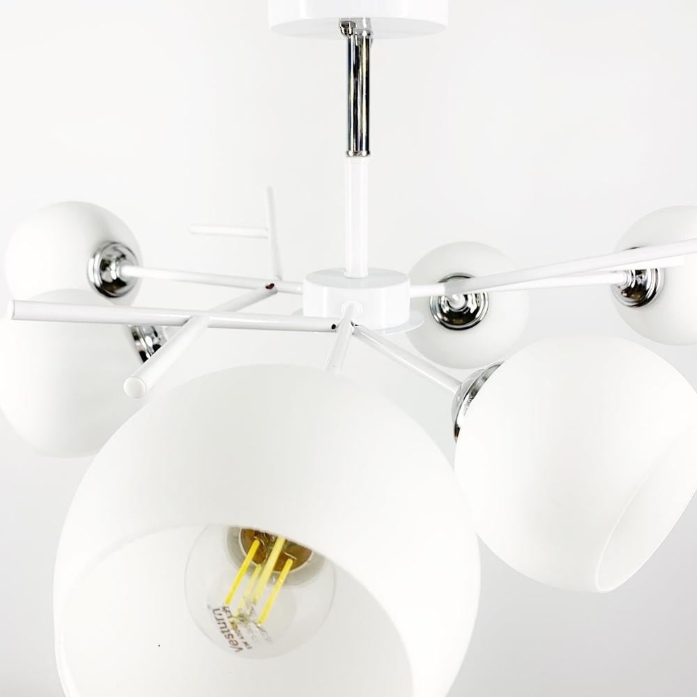 Люстра на 6 білих плафонів Ø 60 см (088N/6 WT+CH+WT) - фото 2