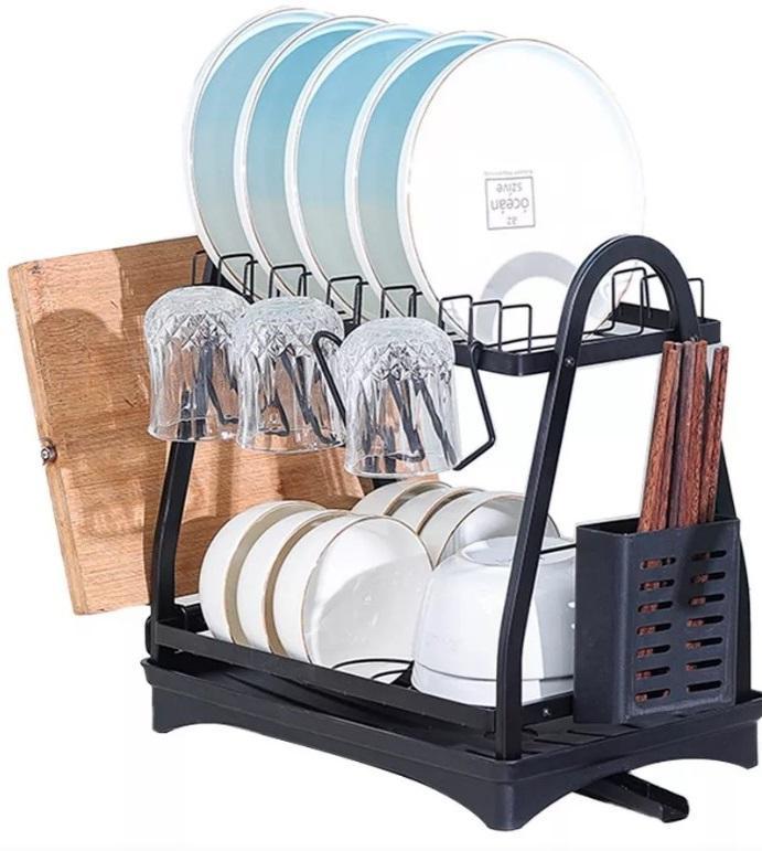 Сушилка для посуды Edenberg настольная 2 яруса 50х30х38 см Черный (EB-17982) - фото 2 Сушилка для посуды Edenberg настольная 2 яруса 50х30х38 см Черный (EB-17982) - фото 2