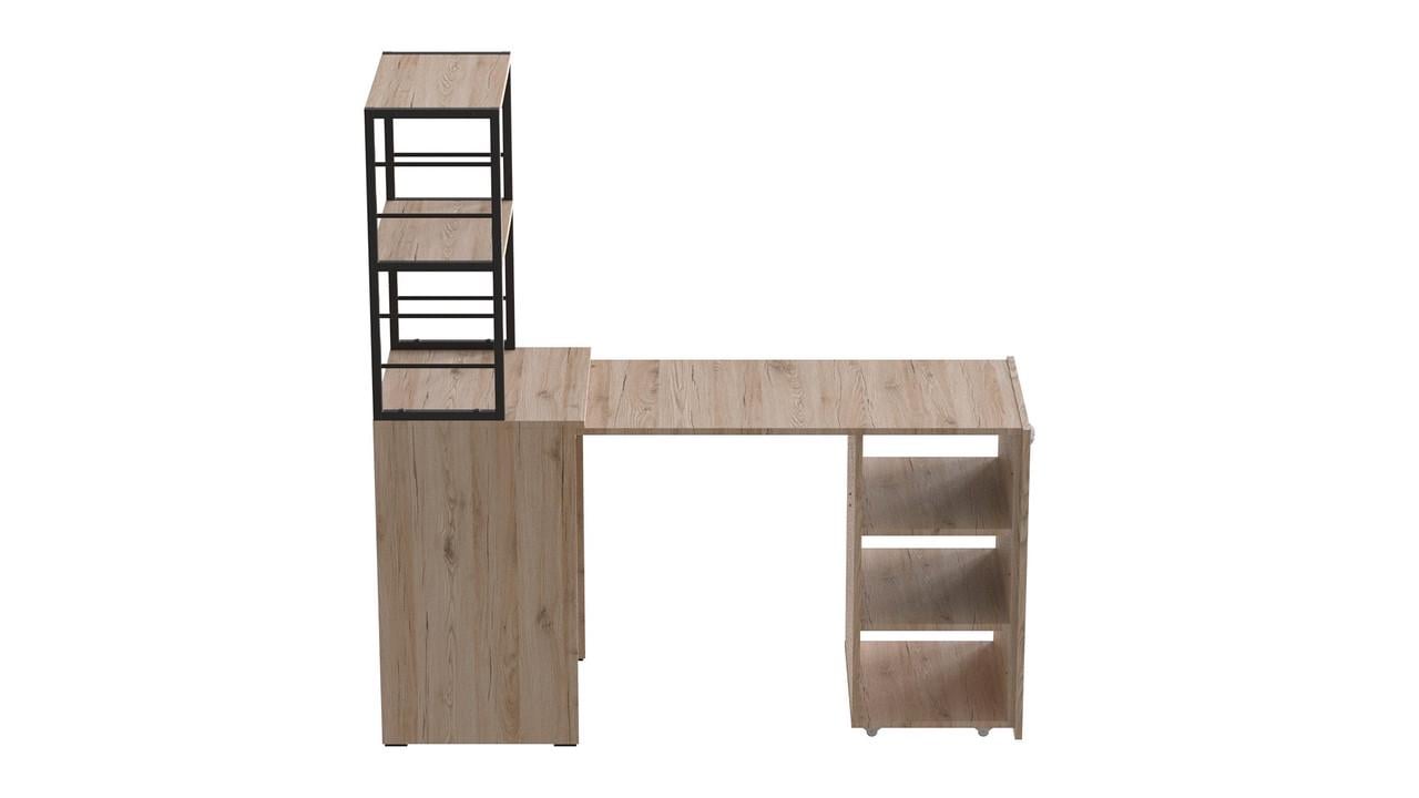 Стіл-тумба трансформер Ferrum-decor Смарт 4/2 з етажеркою метал/ДСП 16 мм 1430x1450x600 мм Чорний/Дуб Сан-Марино (FRD-105131) - фото 6 Стіл-тумба трансформер Ferrum-decor Смарт 4/2 з етажеркою метал/ДСП 16 мм 1430x1450x600 мм Чорний/Дуб Сан-Марино (FRD-105131) - фото 6