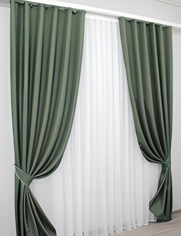 Комплект штор лен блекаут/рогожка 1,5x2,7 м 2 шт. Зеленый (916ш)
