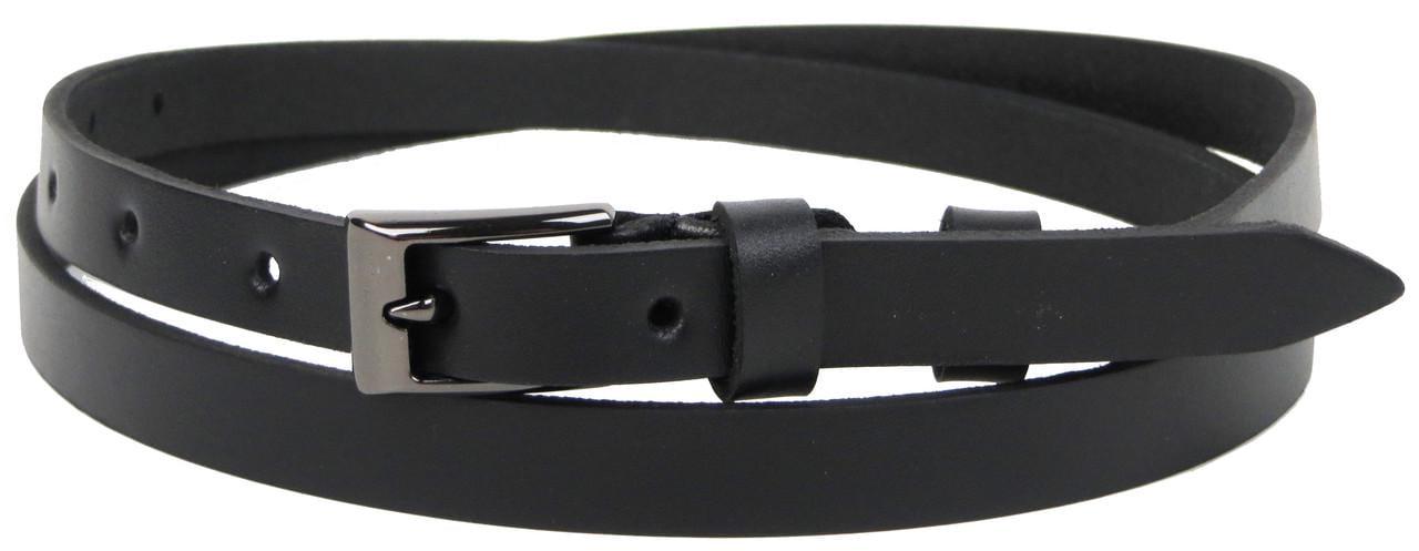 Ремень узкий женский Skipper 1483-15 кожаный Черный