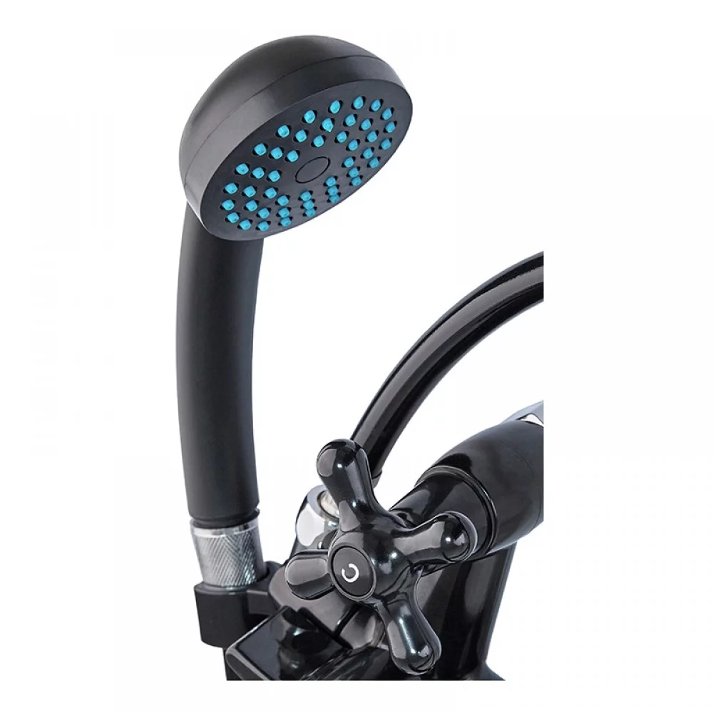 Смеситель для ванной PLAMIX Sirius-140 со шлангом и лейкой Black (PM0638) - фото 2 Смеситель для ванной PLAMIX Sirius-140 со шлангом и лейкой Black (PM0638) - фото 2