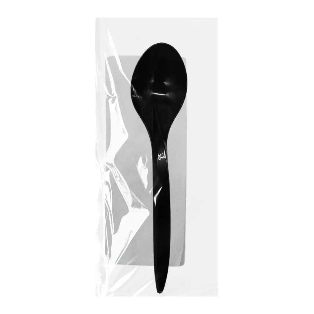 Набор одноразовых столовых приборов премиум ложка/салфетка 200 шт. Черный (DL-0014) - фото 2 Набор одноразовых столовых приборов премиум ложка/салфетка 200 шт. Черный (DL-0014) - фото 2