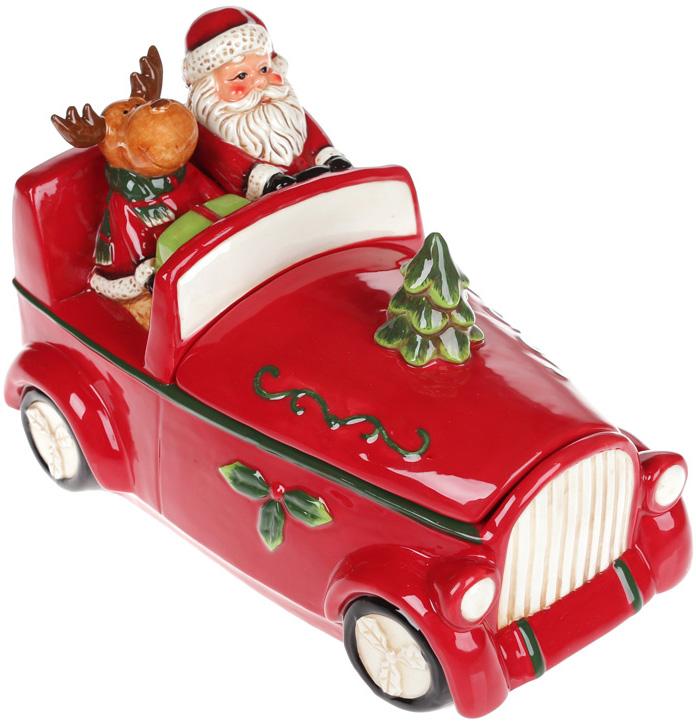 Банка для сладостей Санта в машине 1,5 л керамическая (BD-827-848)