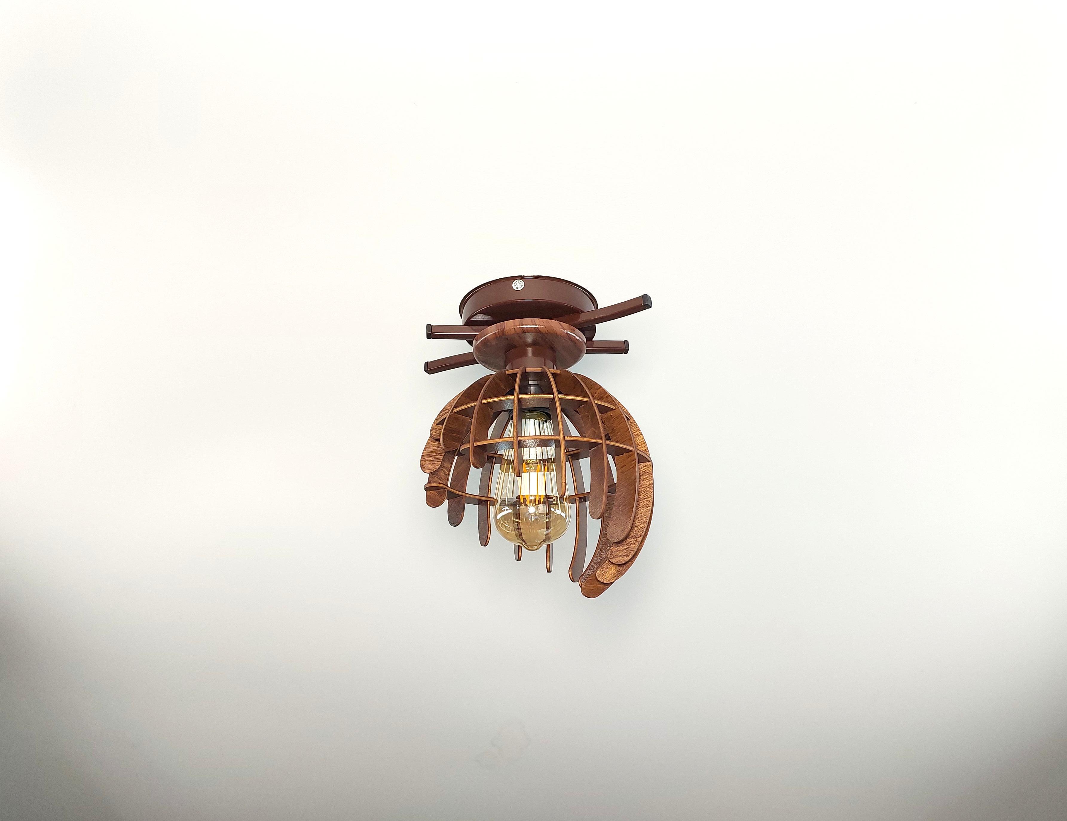 Люстра в стиле лофт на 1 лампочку с деревяным плафоном Коричневый (4341-16) - фото 2 Люстра в стиле лофт на 1 лампочку с деревяным плафоном Коричневый (4341-16) - фото 2