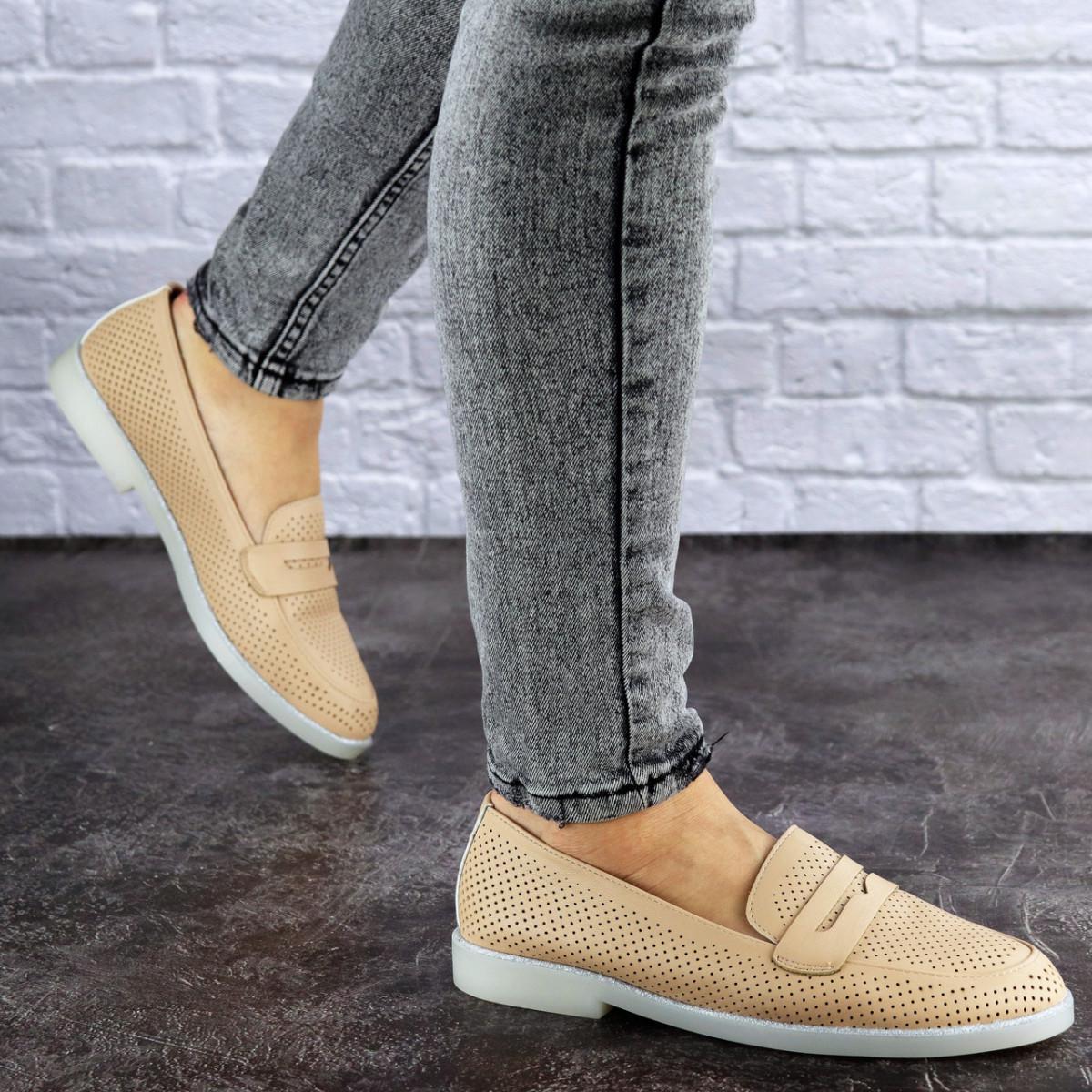 Мокасины женские Fashion Diana 1875 р. 39 25 см Бежевый (10429392)