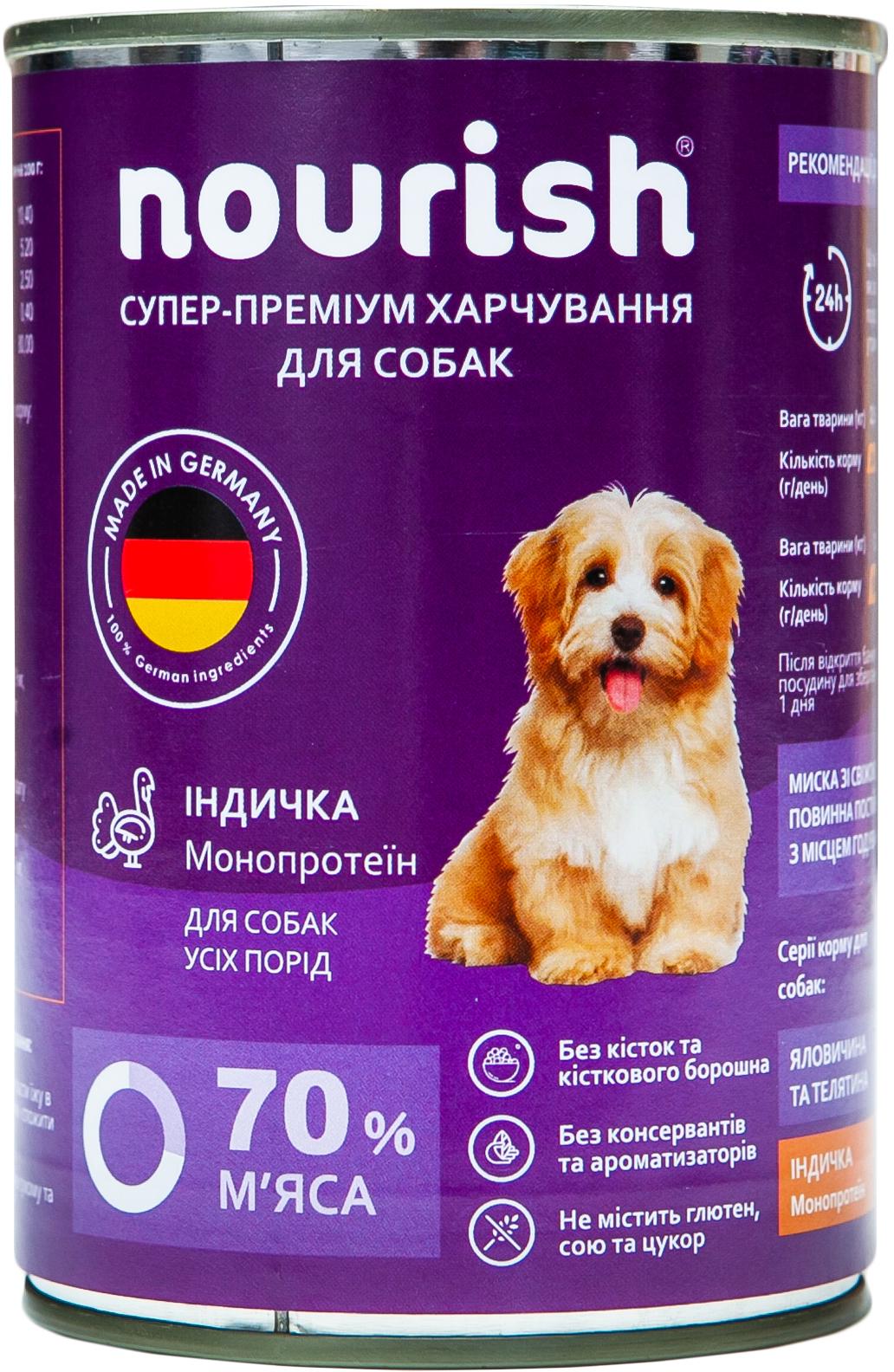 Консервы для собак всеx пород Nourish Монопротеин индейка 400 г (543029)