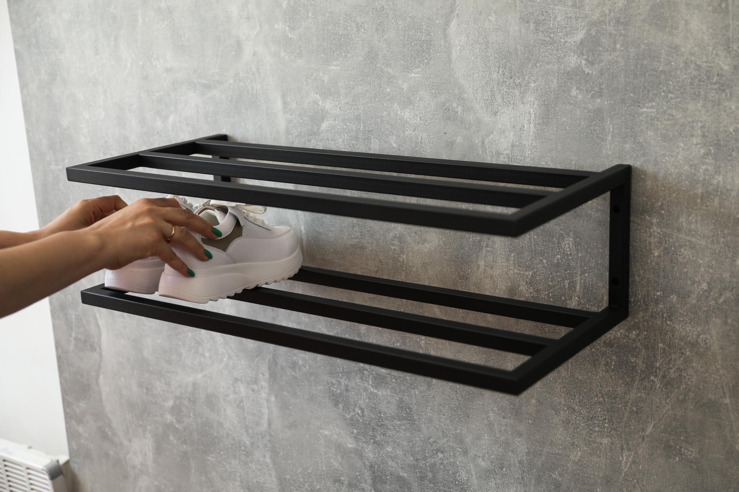 Полка для обуви Sharm двухэтажная из металла в стиле лофт 100х30х20 см (ML-18.7) - фото 11 Полка для обуви Sharm двухэтажная из металла в стиле лофт 100х30х20 см (ML-18.7) - фото 11