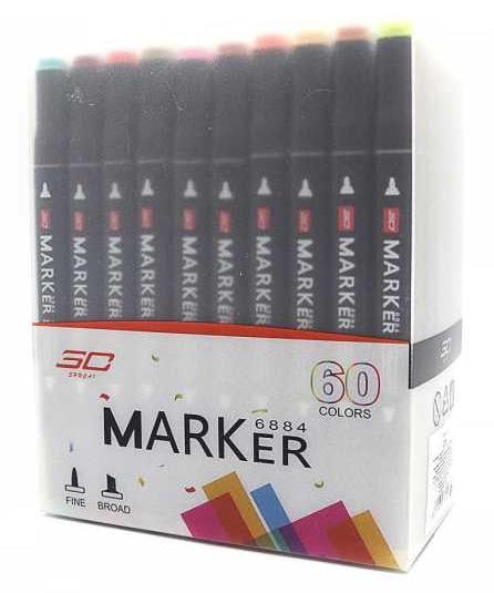 Набір скетч-маркерів Josef Otten SC Professional 60 кольорів скошені круглий наконечник 1х1х14,5 см