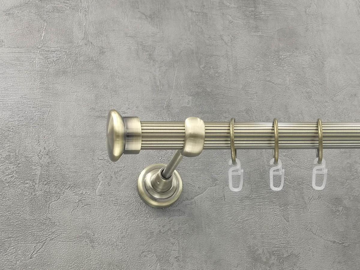 Карниз Quadrum Дуо рифленая штанга одинарный открытый 25 мм 320 см Антик (262041021)