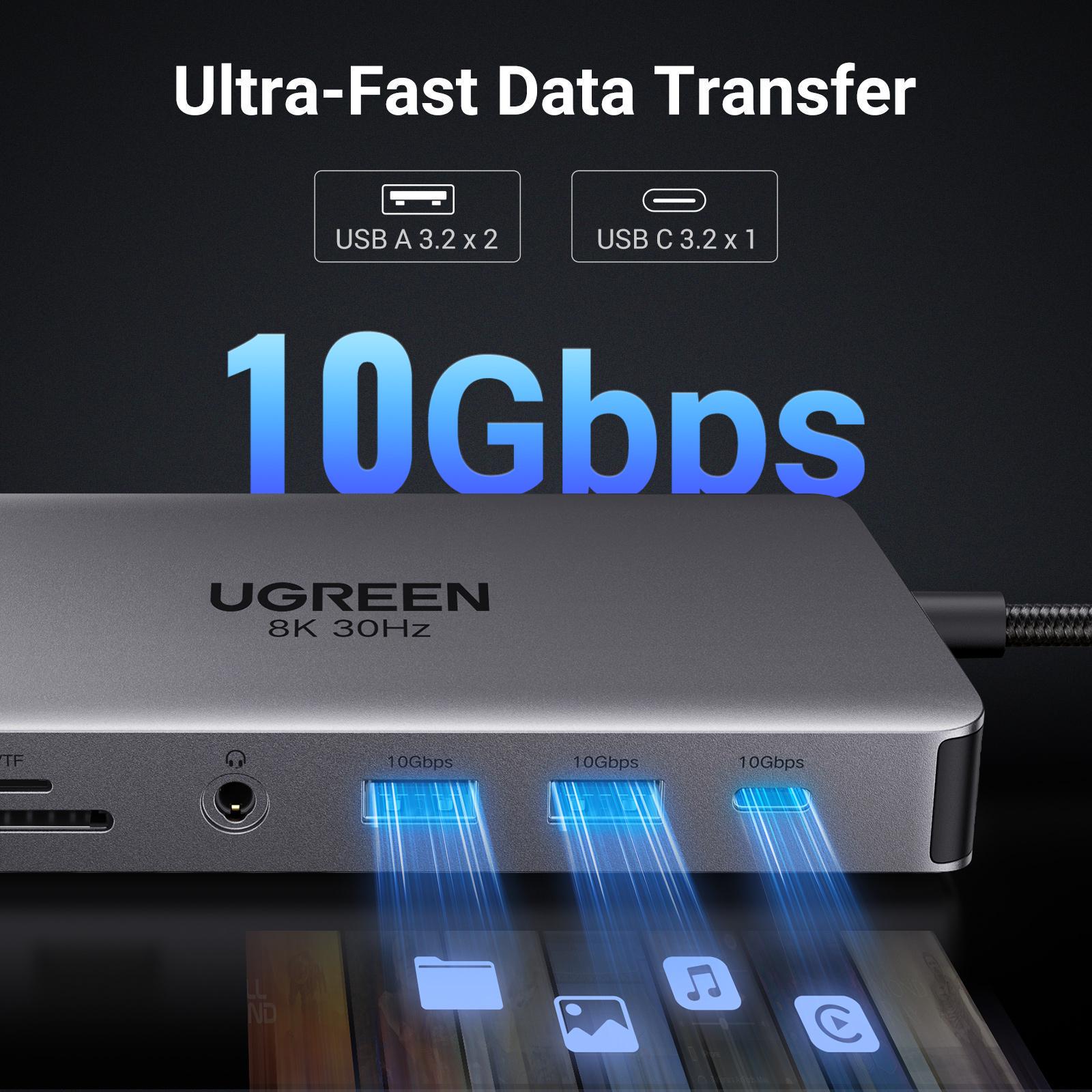 Док-станция USB-C Ugreen 30 см HDMI 8K Серый (15965) - фото 6 Док-станция USB-C Ugreen 30 см HDMI 8K Серый (15965) - фото 6