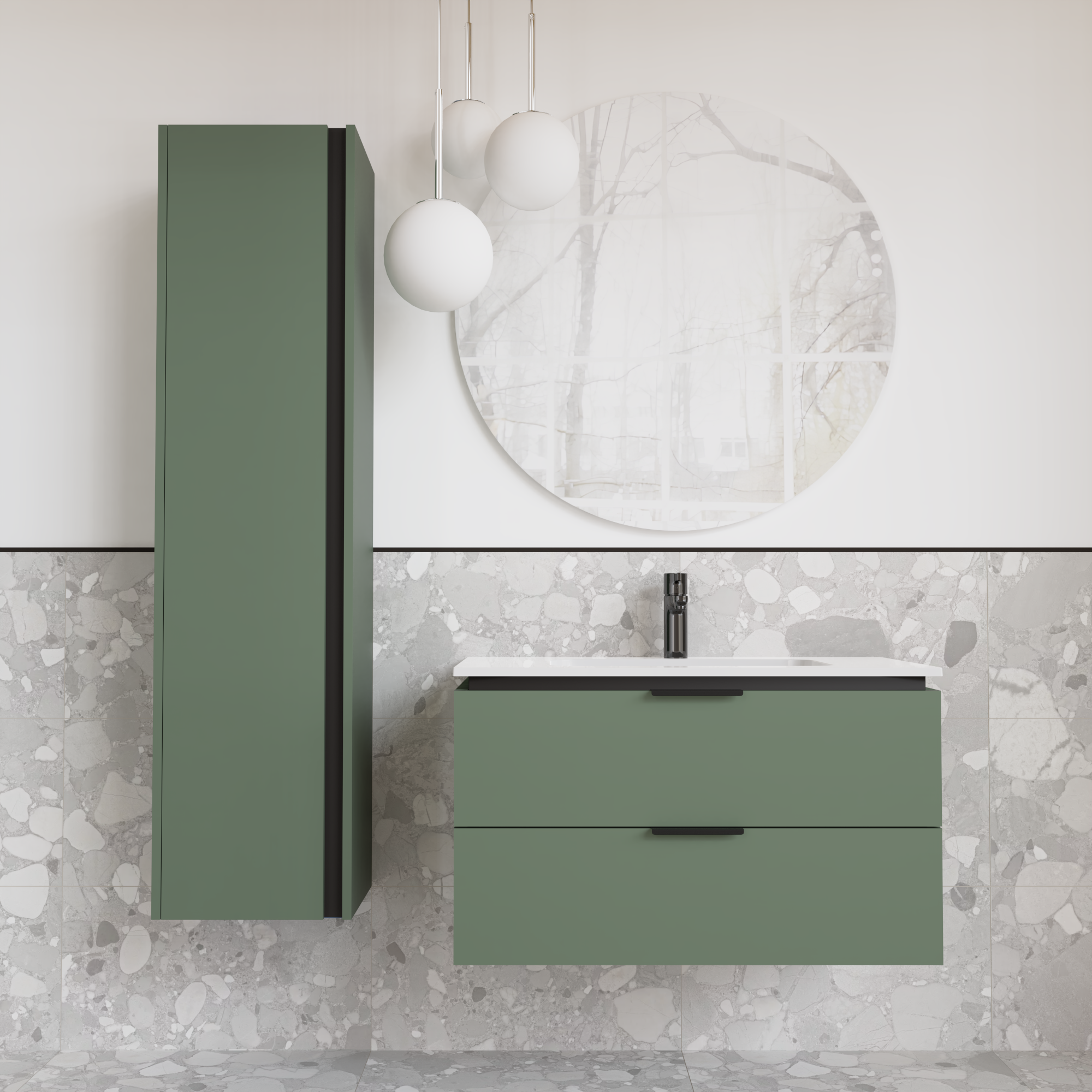 Тумба підвісна з раковиною MVK Vostok Icon 70 В2 700х450х530 мм Зелений димчастий (p270gr) - фото 4 Тумба підвісна з раковиною MVK Vostok Icon 70 В2 700х450х530 мм Зелений димчастий (p270gr) - фото 4