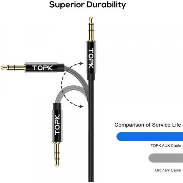 Кабель Topk AUX 3.5 мм Черный (TK25-BL) - фото 2