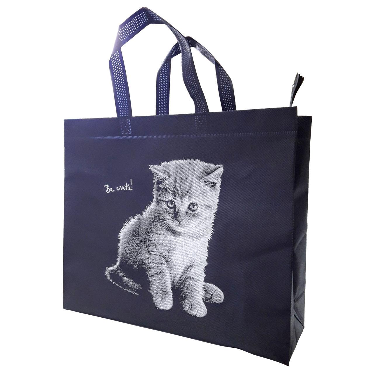 Сумка-шоппер на молнии ECOBag №22 Котенок 37х32х12 см Темно-синий (204807-22т.си6)