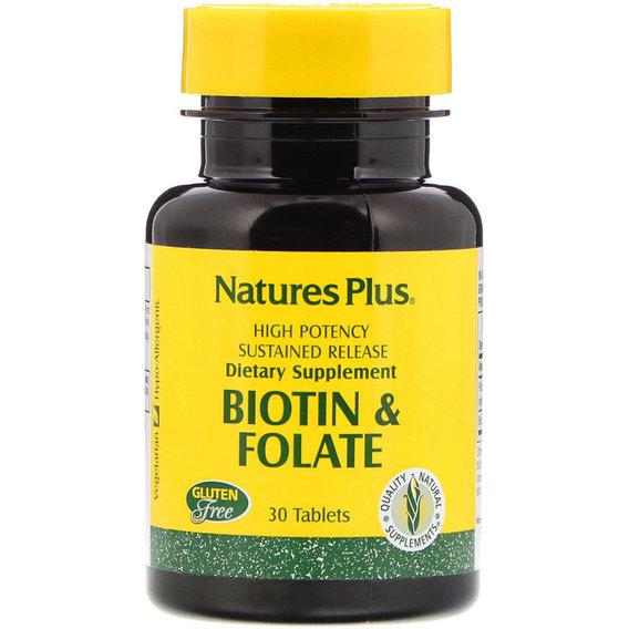 Биотин Nature's Plus Biotin & Folate 30 Tabs (NTP1792)