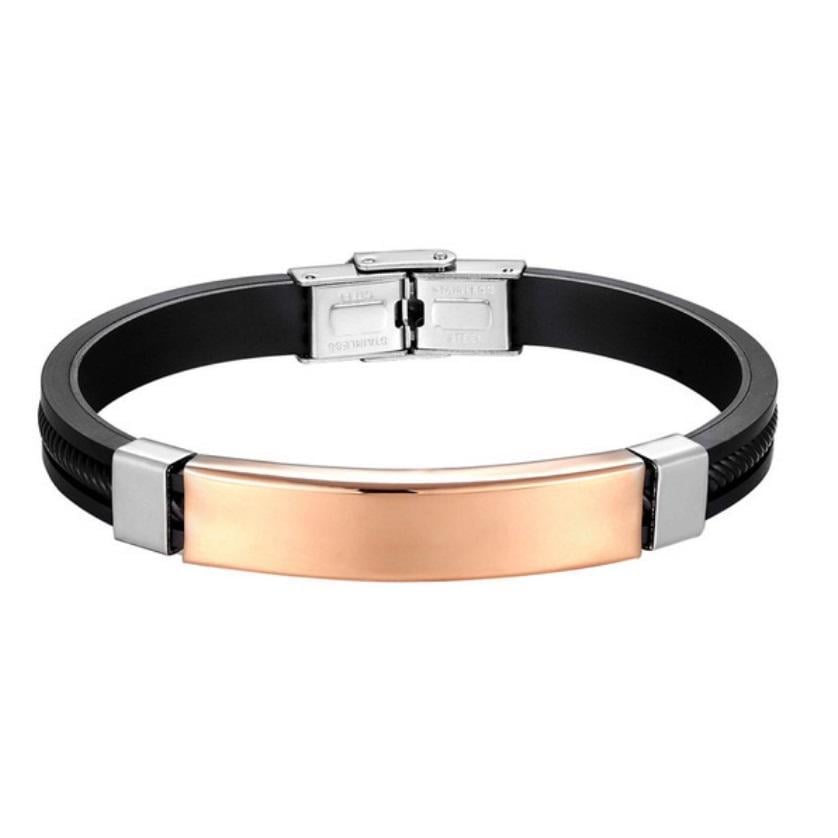 Браслет под гравировку из медицинской стали на силиконовом ремешке 20 см (BSS-083)