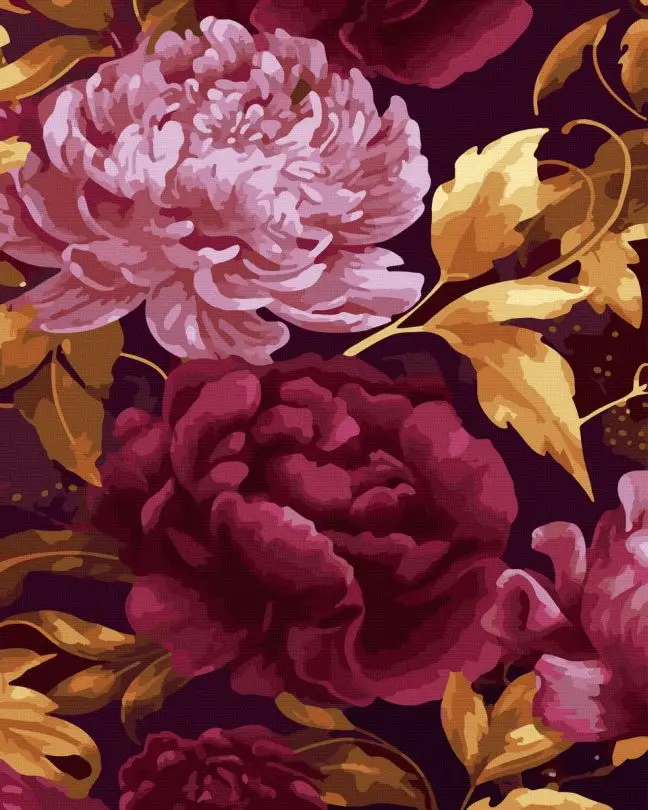 Картина по номерам Brushme Пионы с золотом 40x50 см (JX1110)