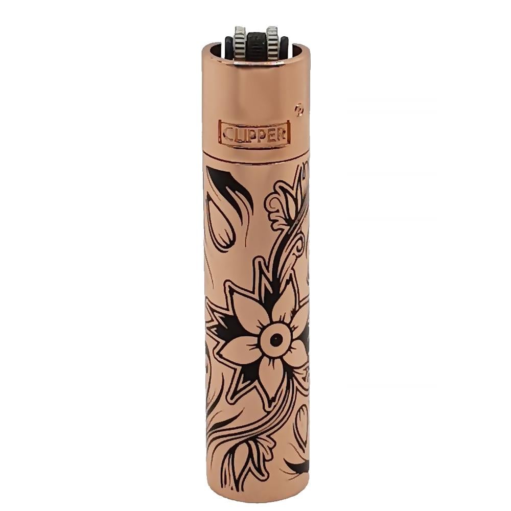 Зажигалка газовая Clipper Flowers Metallic в кейсе Rose Gold (ЗК-90)