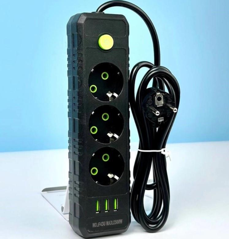 Подовжувач мережевий UA Power F43U Black (26815832) - фото 2