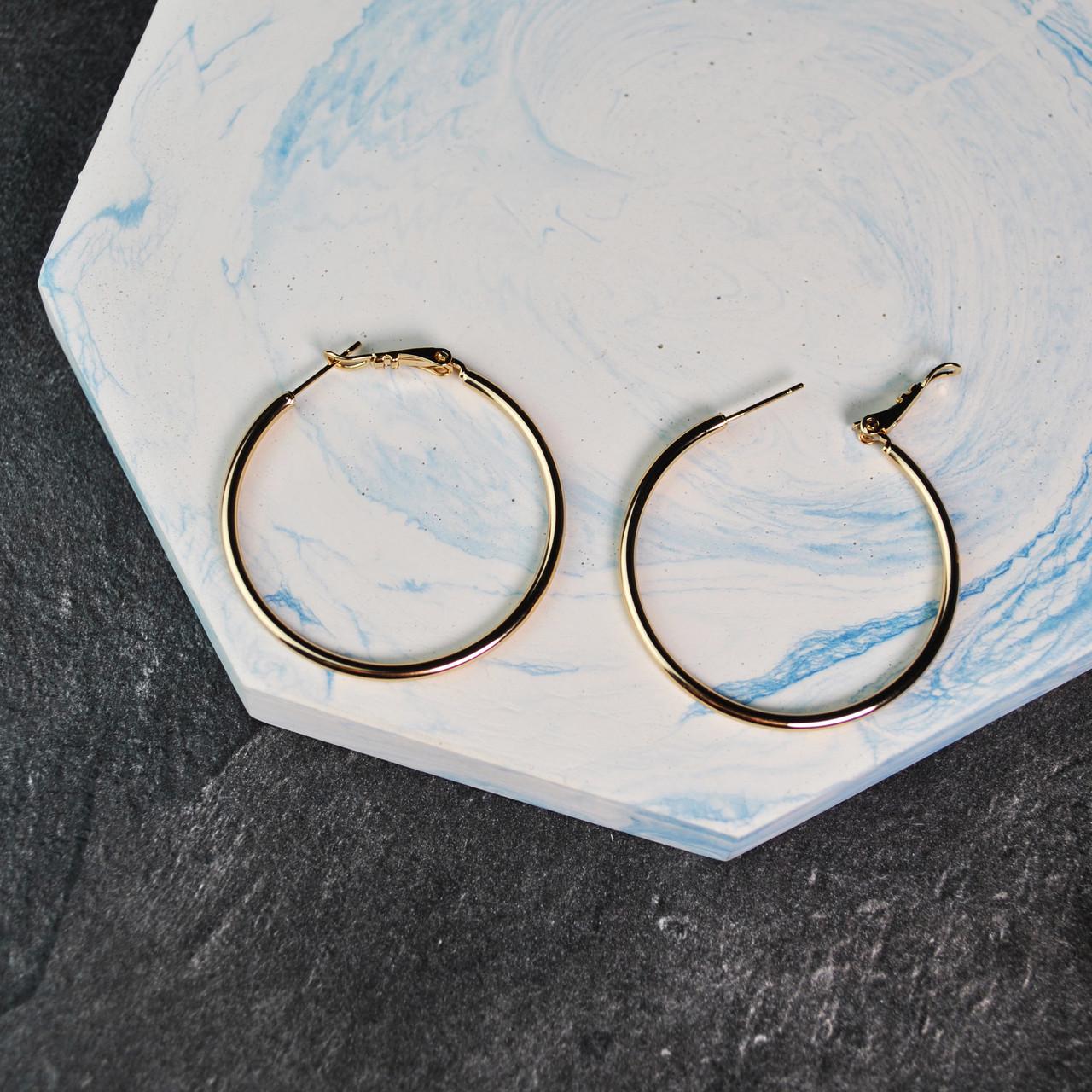 Сережки кільця конго медична сталь позолота 4 см (x059-2) - фото 3 Сережки кільця конго медична сталь позолота 4 см (x059-2) - фото 3