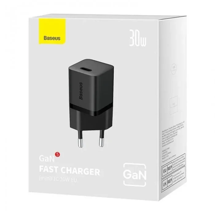 Зарядное устройство сетевое BASEUS GaN5 Fast Charger mini 1C EU CCGN070401 30W Black - фото 5