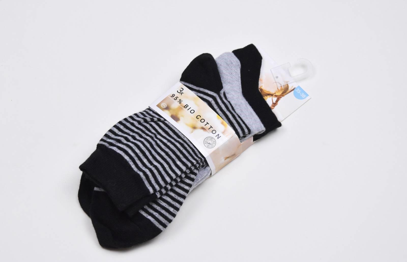 Шкарпетки C&A 3 пари Полоска р. 35-38 Сірий/Чорний (2241079840601)