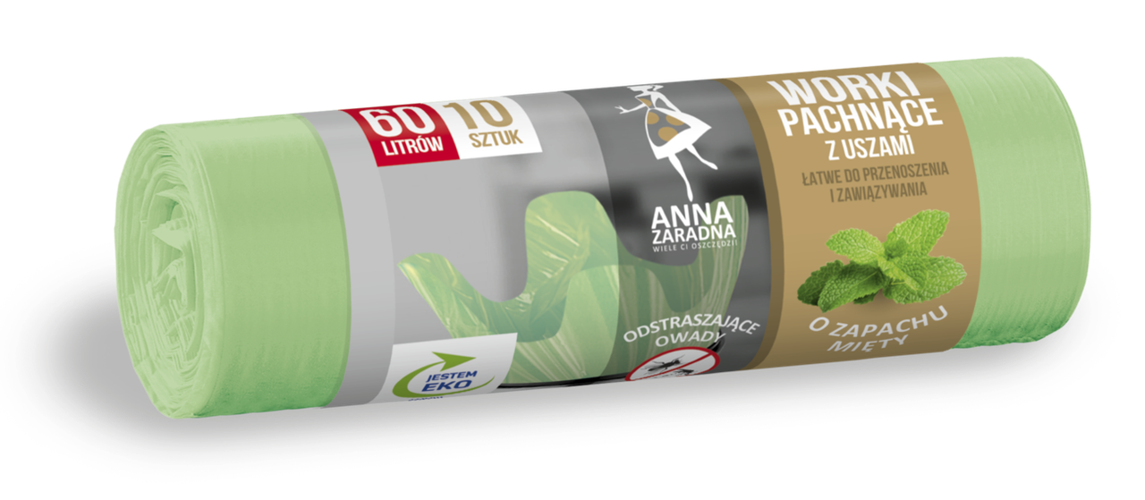 Пакети Anna Zaradna для сміття з вушками м'ята 60 л 10 шт.