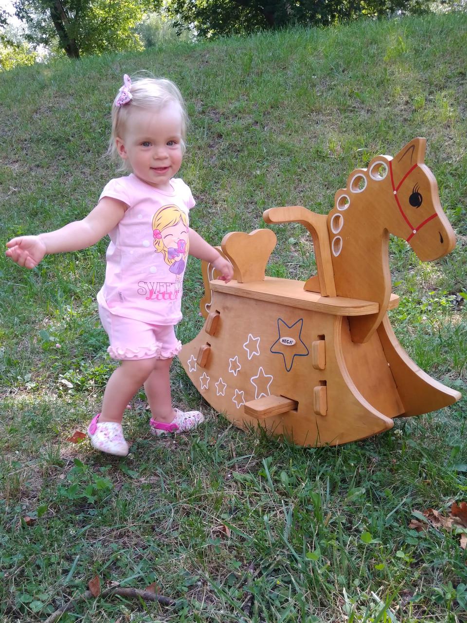Качалка HEGA Лошадка деревянная яркая с росписью (95) - фото 2 Качалка HEGA Лошадка деревянная яркая с росписью (95) - фото 2