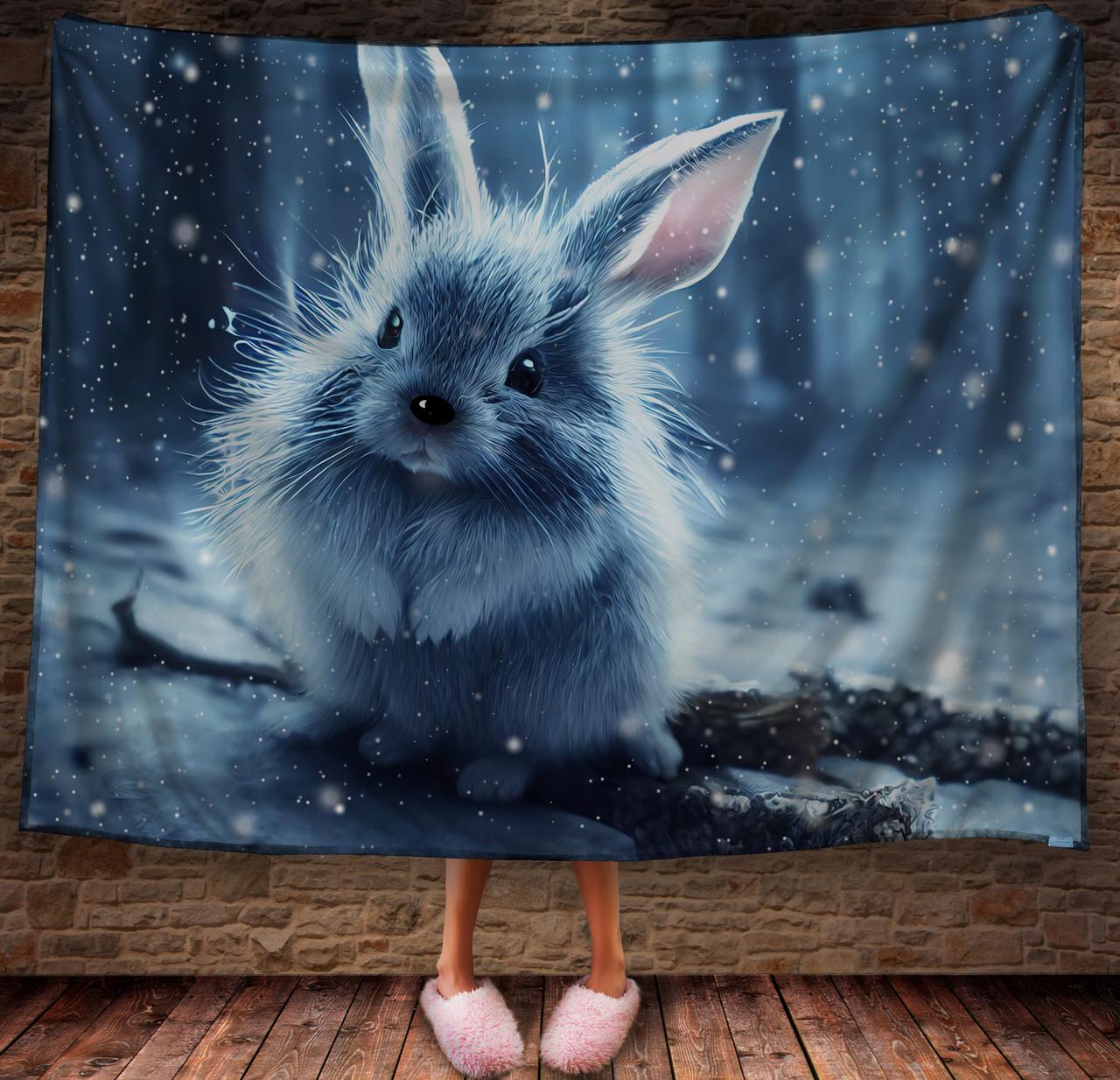Плед с 3D принтом 25 Кролик в зимнем сказочном лесу 150х200 см (epi_1837)