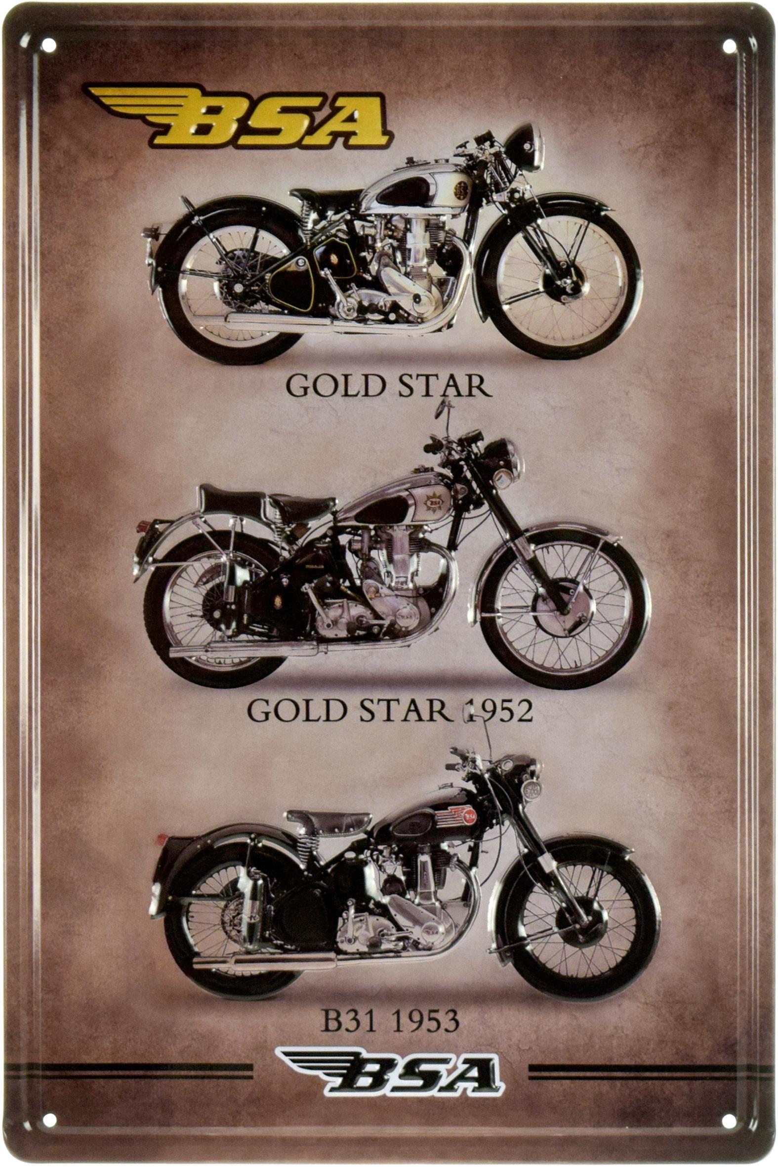 Табличка металлическая BSA Gold Star 20x30 см