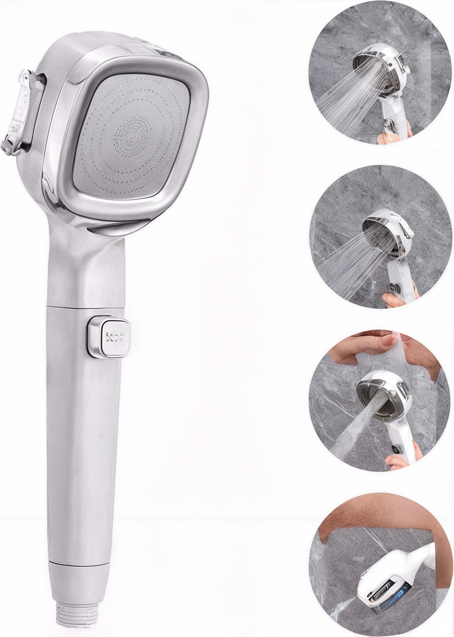 Лейка для душа BRS насадка с 4 режимами с кнопкой STOP со шлангом для душа силиконовый 150 см (536088194) - фото 4 Лейка для душа BRS насадка с 4 режимами с кнопкой STOP со шлангом для душа силиконовый 150 см (536088194) - фото 4