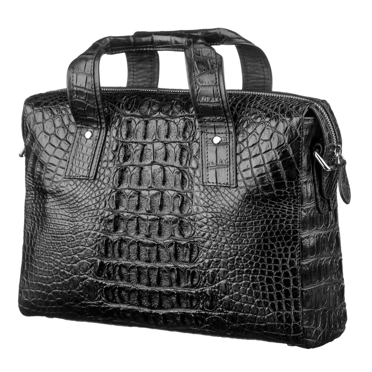 Эксклюзивная сумка Crocodile leather 18022 из натуральной кожи крокодила 32х23х10 см Черный