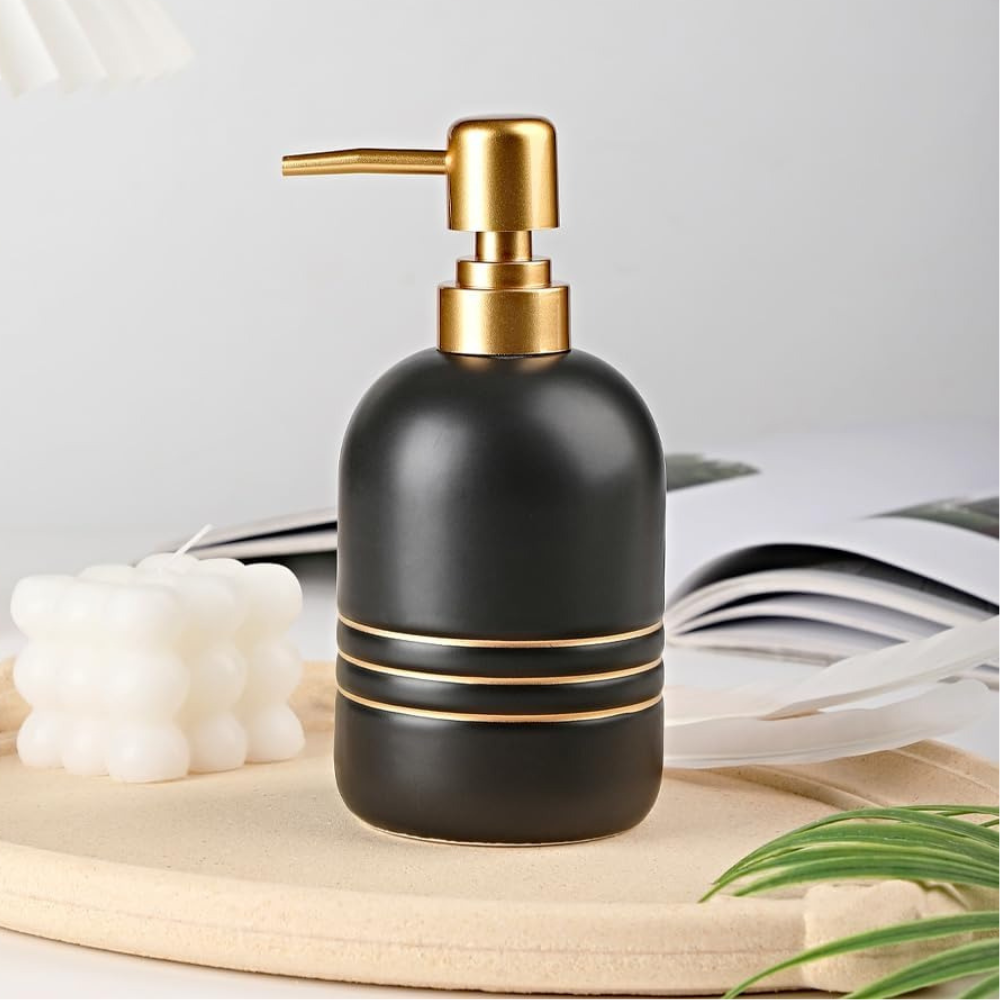 Диспенсер керамический для мыла для ванной и кухни 380 мл Черный