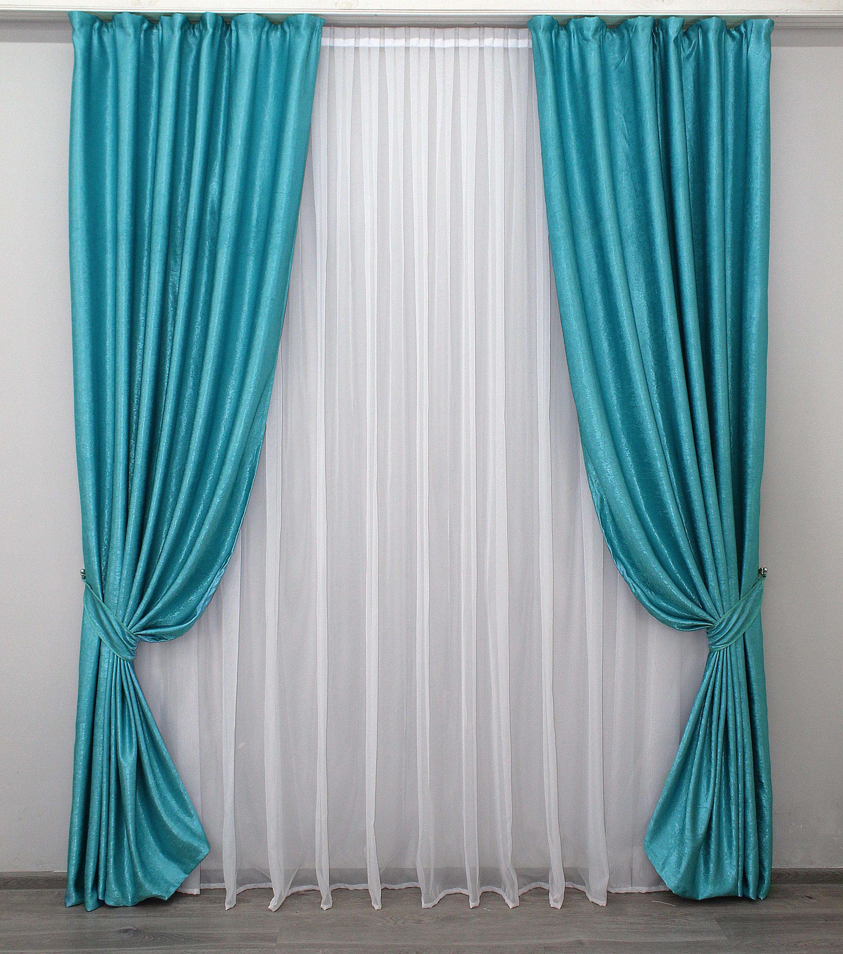 Комплект штор VR-Textil Софт № 1049ш 150х270 см 2 шт. Светло-голубой (30-852)