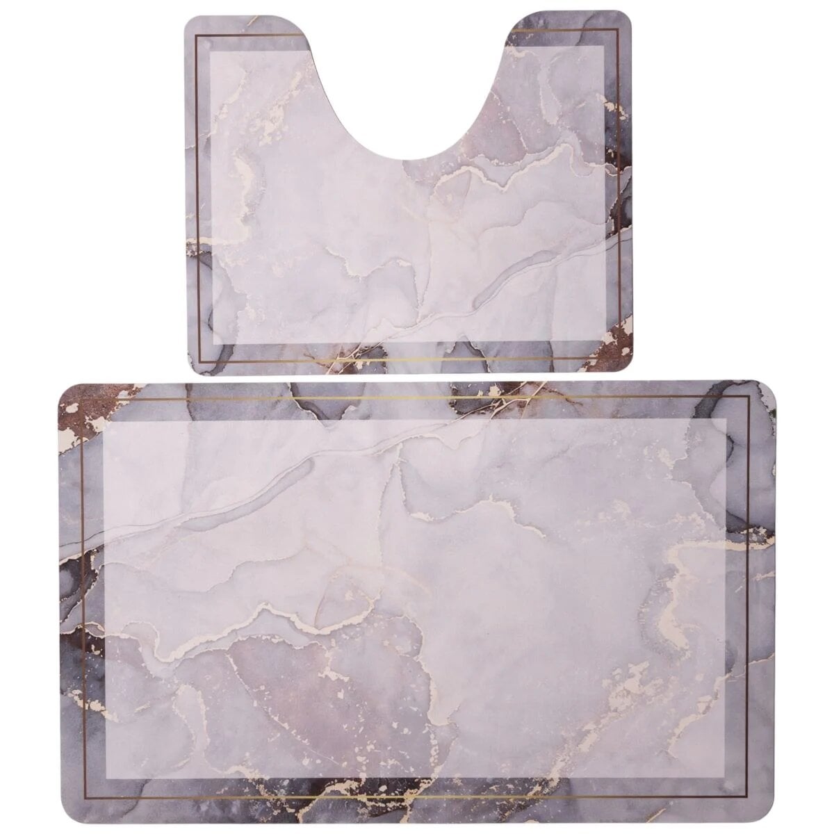 Набор ковриков для ванной и туалета Yiwu HP-42-178 Grey Marble диатомит 2 шт.