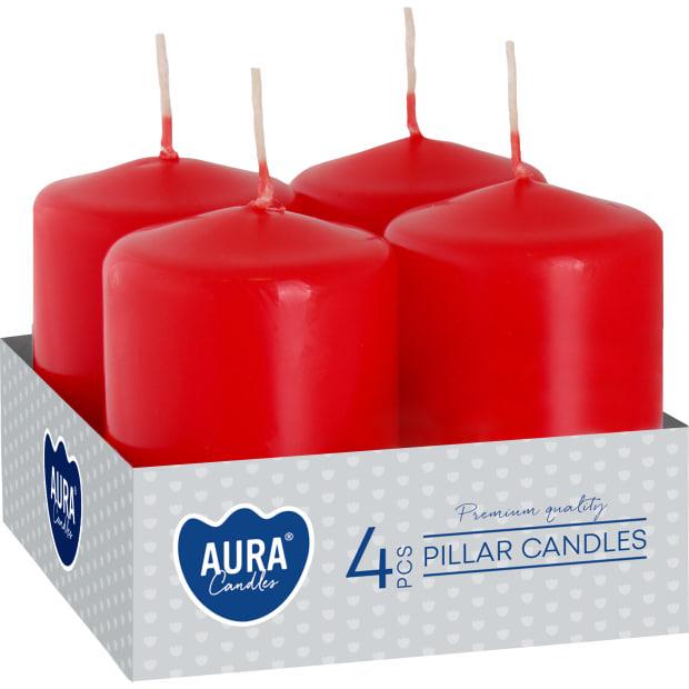 Набір свічок циліндр Bispol Aura Candles 4 шт. Червоний (sw40/60-030)