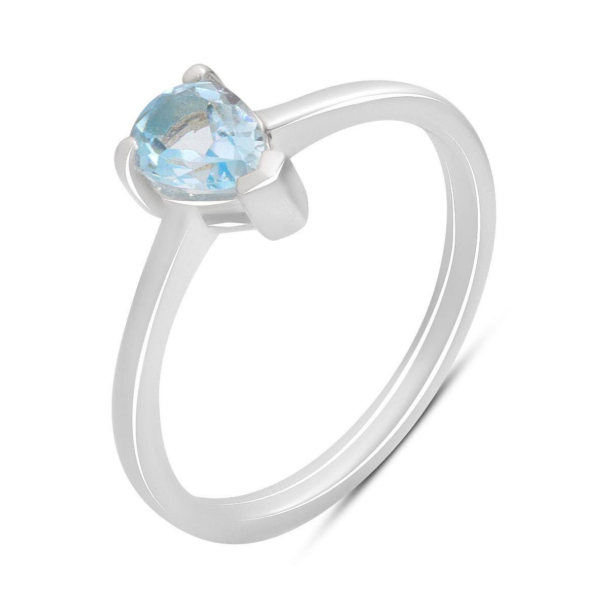 Кольцо серебряное с натуральным топазом круглой формы в классической оправе р. 18