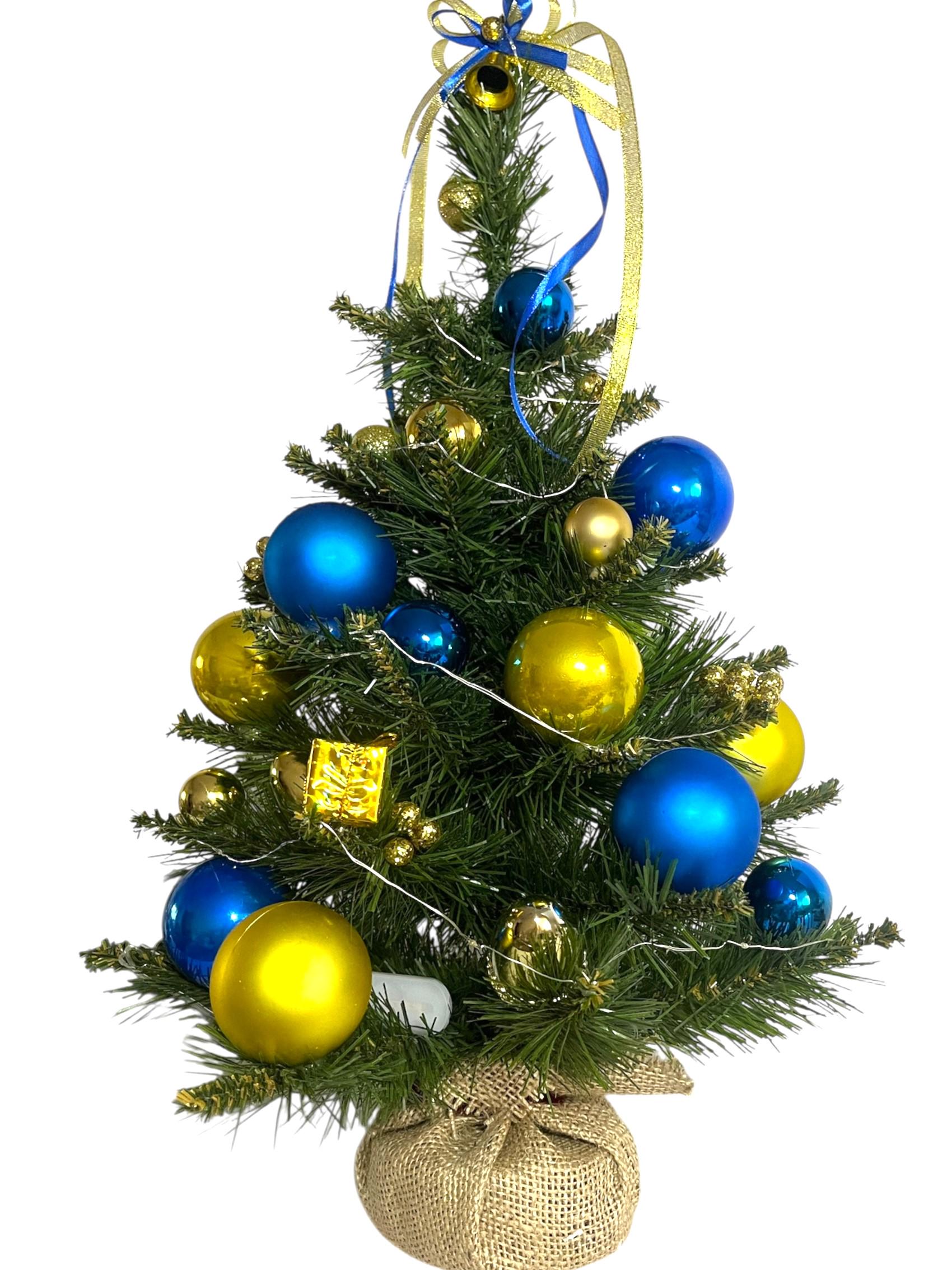 Ялинка новорічна з жовто-синім декором 60 см/гірлянда Роса 3 м (2024978501)