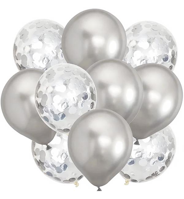 Повітряні кулі 10 шт. Silver chrome