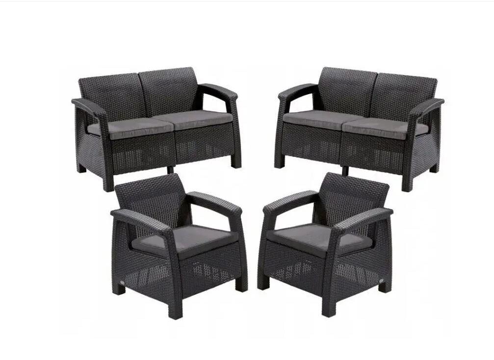 Набір пластикових садових меблів Keter Corfu Rest Set Графіт (241725)