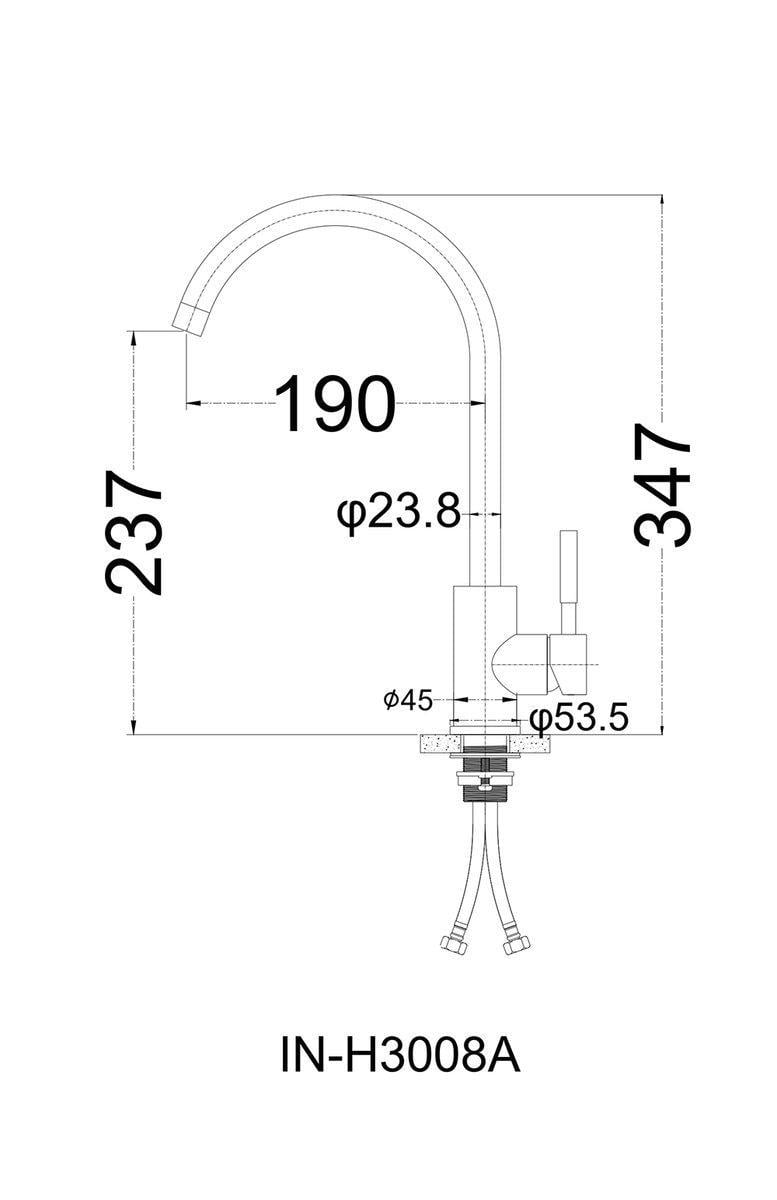 Змішувач для кухні Perla OCELI одноважільний нержавіюча сталь (PSS101SB) - фото 2