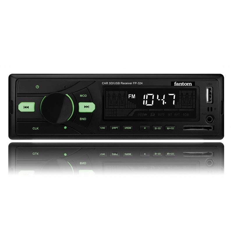 Автомагнітола Fantom FP-324 для вантажівок 24V Black/Green