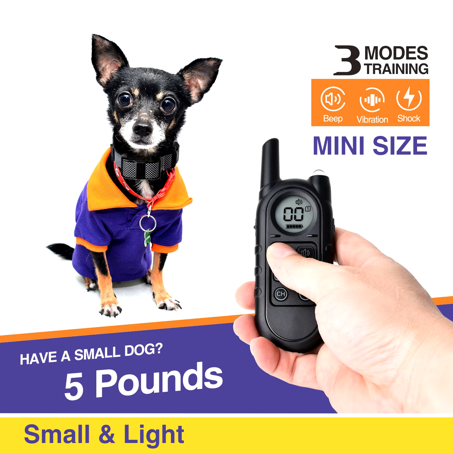 Нашийник електронний DOBE DB62 mini до 400 м для дресирування маленьких собак від 2,3 кг (201.2) - фото 3 Нашийник електронний DOBE DB62 mini до 400 м для дресирування маленьких собак від 2,3 кг (201.2) - фото 3