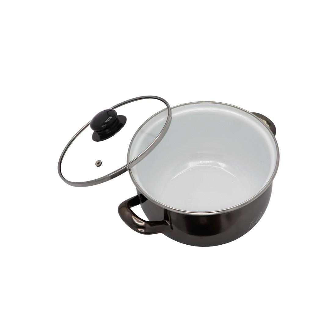 Каструля емальована Bon appetit 5,7 л, Чорний (2234А) - фото 2