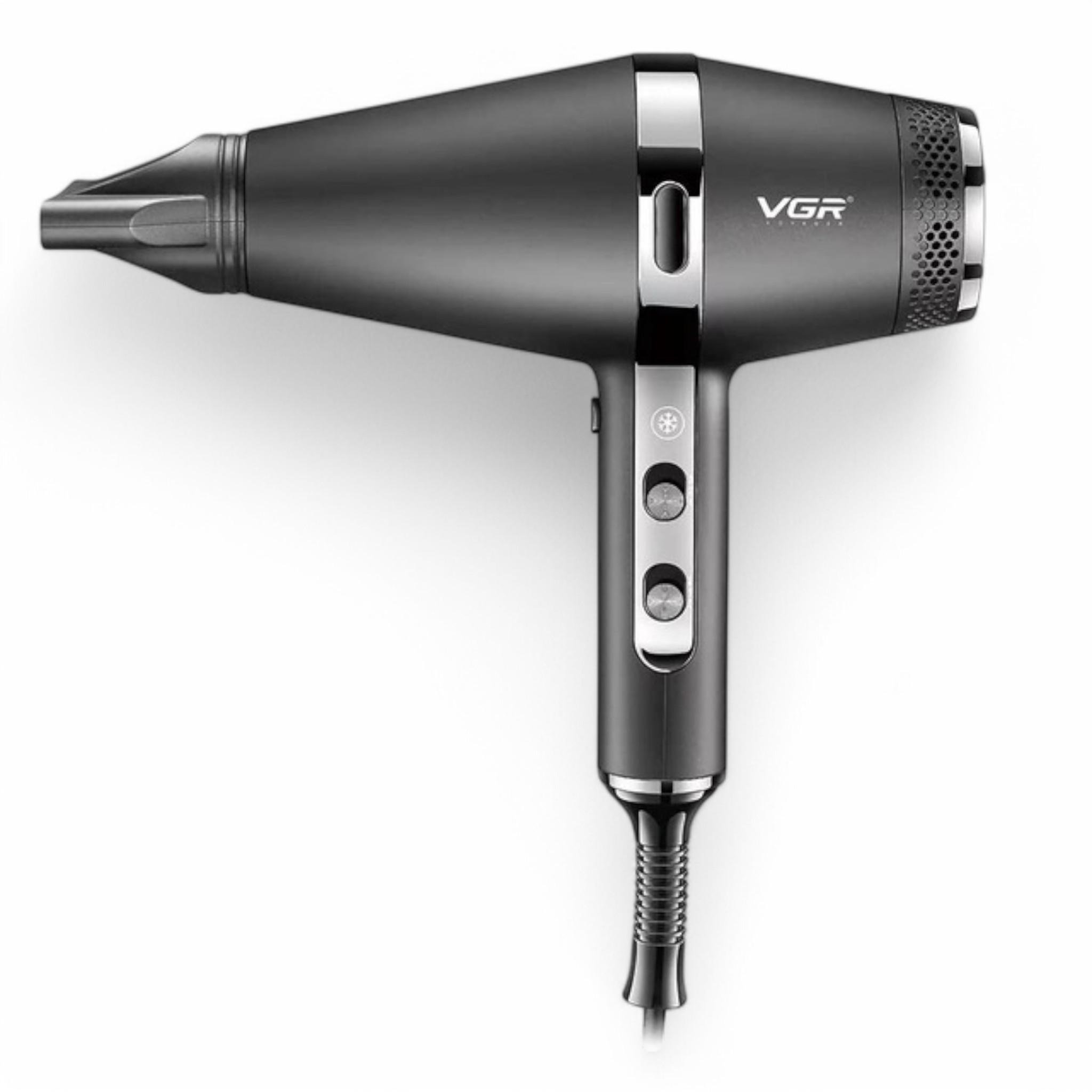 Фен для волос VGR V-451 Salon Hair Dryer с ионизацией 3 насадки 2000 Вт Black (Н_V451)