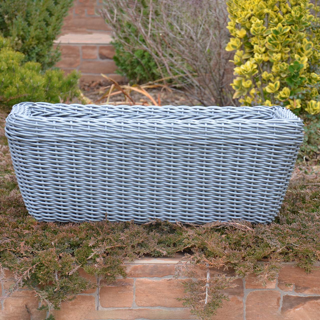 Кашпо прямокутне для рослин та квітів з штучного ротангу/ручної роботи 45 л Сірий (24788608) - фото 8 Кашпо прямокутне для рослин та квітів з штучного ротангу/ручної роботи 45 л Сірий (24788608) - фото 8