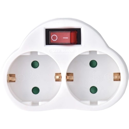 Адаптер з вимикачем Emos P0063 16 А 2 розетки навантаження до 3680 Вт Білий (b1998dd0)